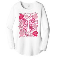 Checkered ValentineS Day Heart Coquette Bow Retro Valentine Women's Perfect Tri Tunic Long Sleeve Shirt