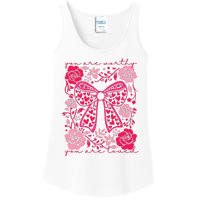 Checkered ValentineS Day Heart Coquette Bow Retro Valentine Ladies Essential Tank