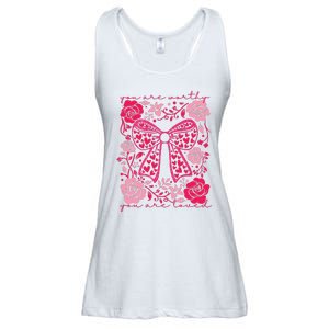 Checkered ValentineS Day Heart Coquette Bow Retro Valentine Ladies Essential Flowy Tank