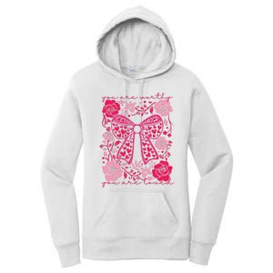 Checkered ValentineS Day Heart Coquette Bow Retro Valentine Women's Pullover Hoodie