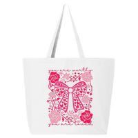 Checkered ValentineS Day Heart Coquette Bow Retro Valentine 25L Jumbo Tote