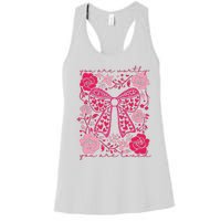 Checkered ValentineS Day Heart Coquette Bow Retro Valentine Women's Racerback Tank