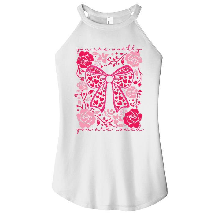 Checkered ValentineS Day Heart Coquette Bow Retro Valentine Women's Perfect Tri Rocker Tank