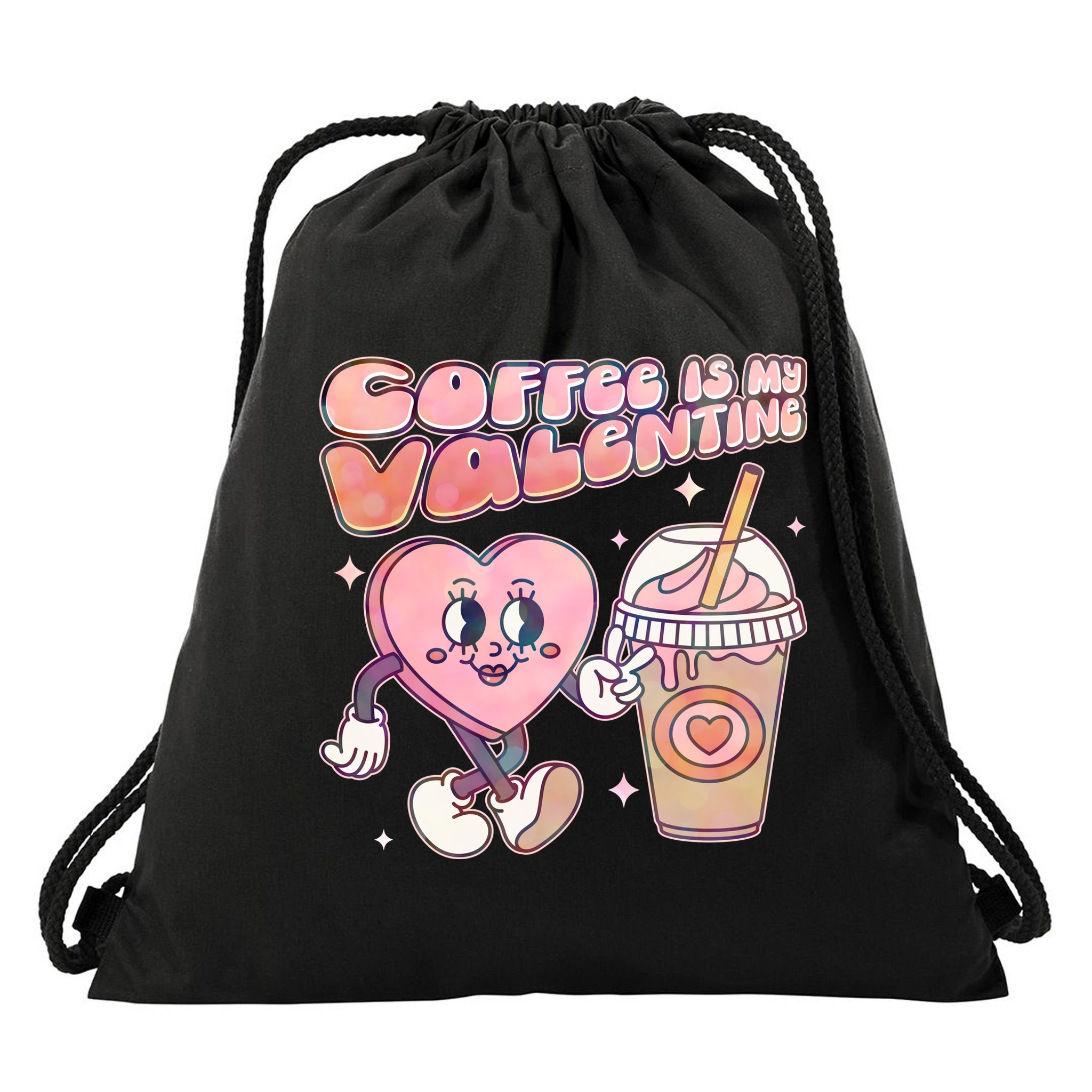 Cute Valentines Day Coffee Is My Valentine Drawstring Bag