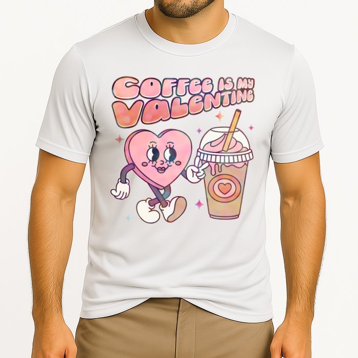 Cute Valentines Day Coffee Is My Valentine Cooling Performance Crew T-Shirt