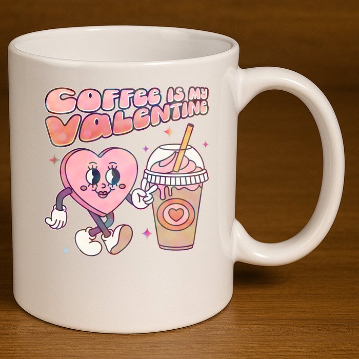 Cute Valentines Day Coffee Is My Valentine 11oz C Handle Ceramic Mug