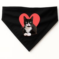 Cute Valentines Day Tuxedo Cat Lover USA-Made Doggie Bandana