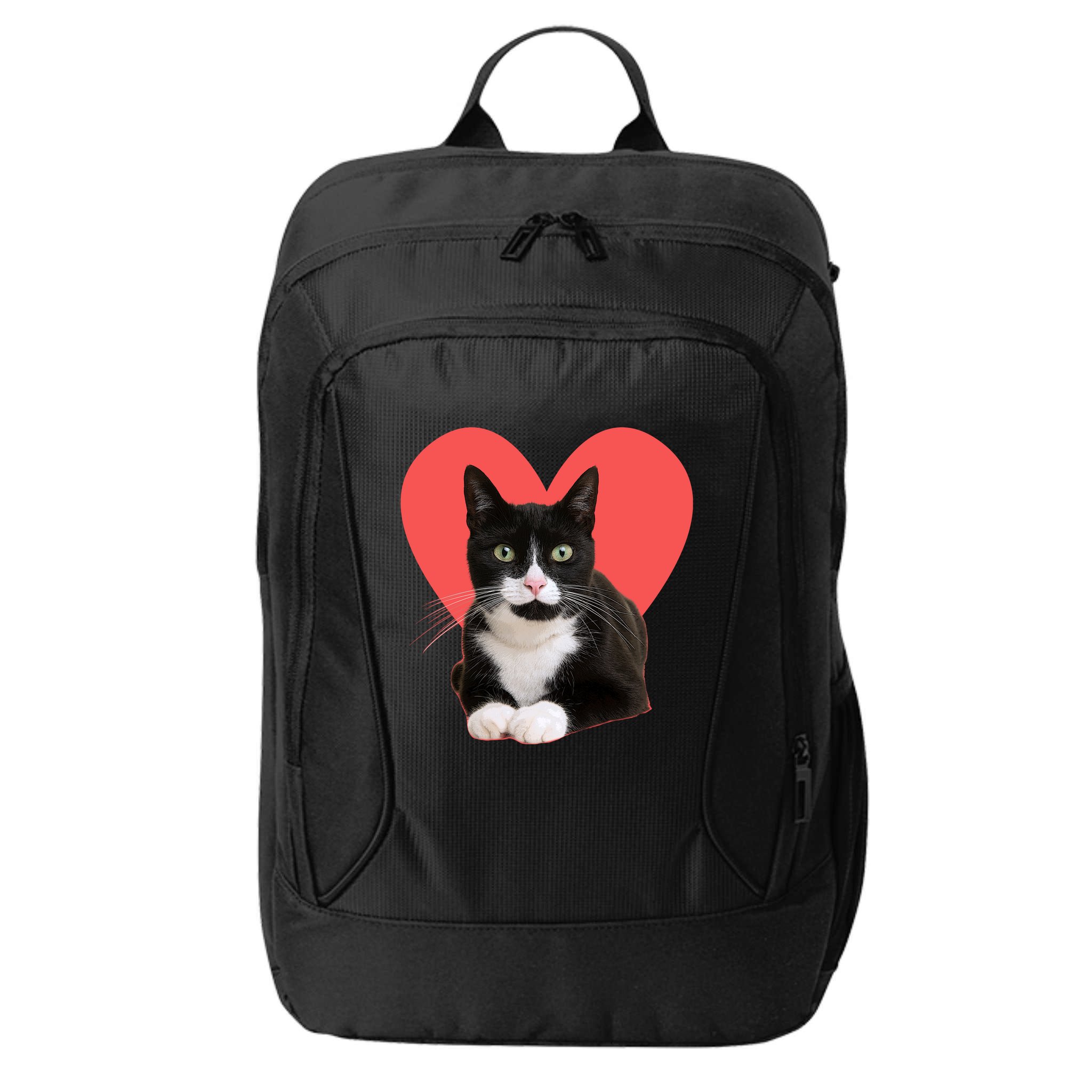 Cute Valentines Day Tuxedo Cat Lover City Backpack