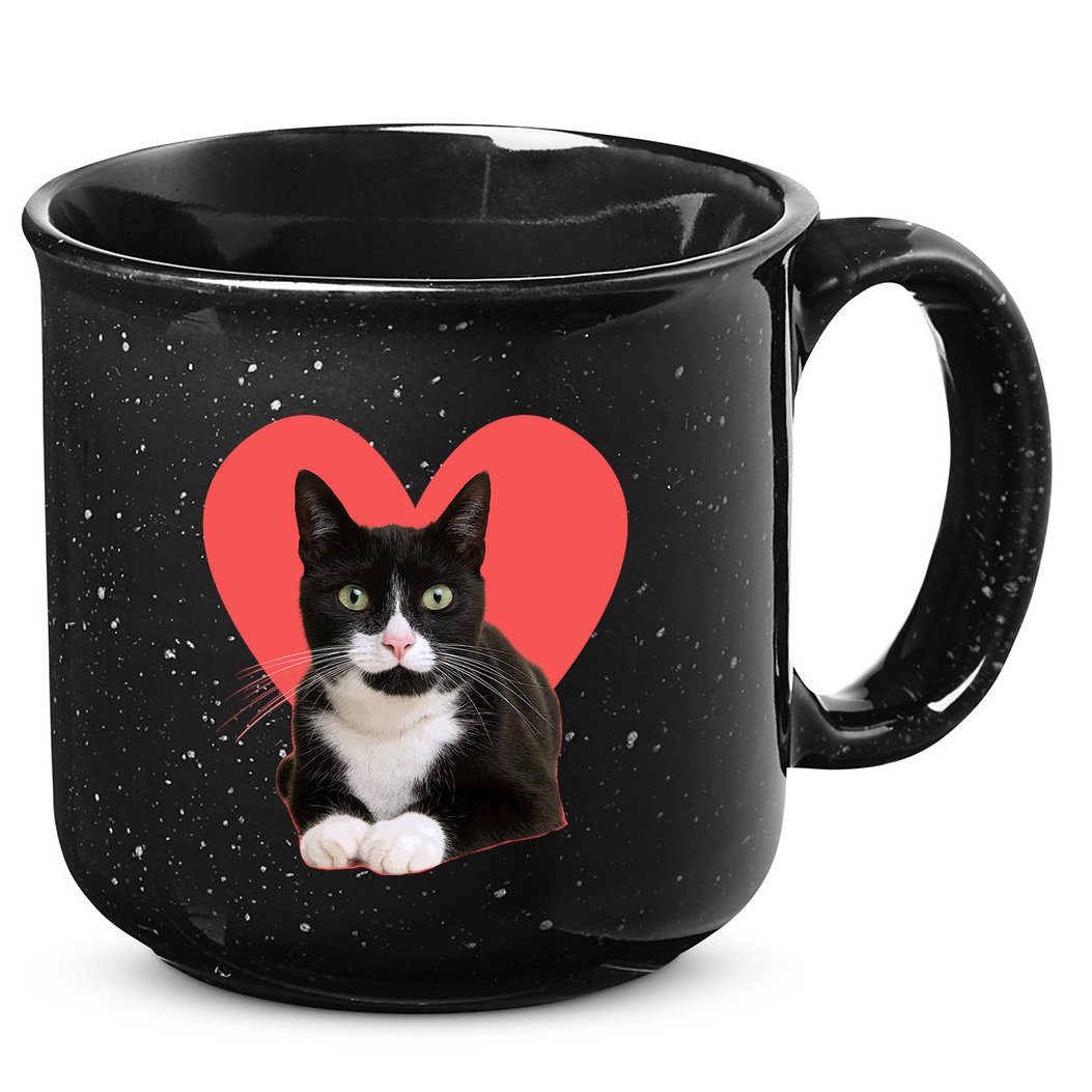 Cute Valentines Day Tuxedo Cat Lover 15oz Campfire Ceramic Mug