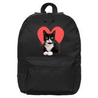 Cute Valentines Day Tuxedo Cat Lover 16 in Basic Backpack
