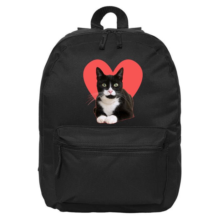 Cute Valentines Day Tuxedo Cat Lover 16 in Basic Backpack