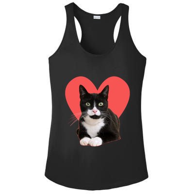 Cute Valentines Day Tuxedo Cat Lover Ladies PosiCharge Competitor Racerback Tank