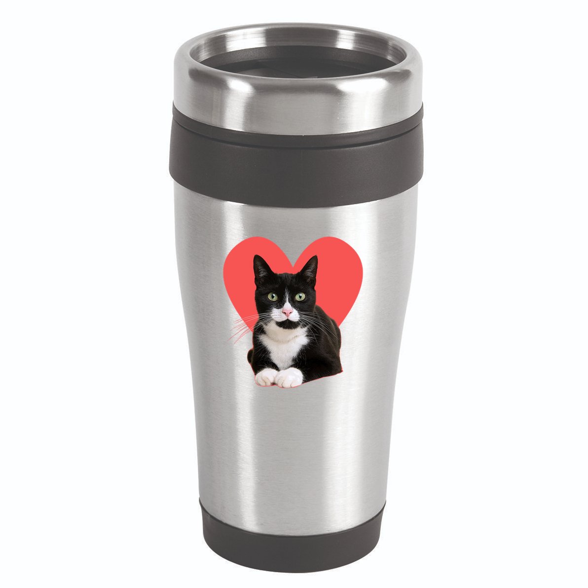 Cute Valentines Day Tuxedo Cat Lover 16oz Travel Tumbler