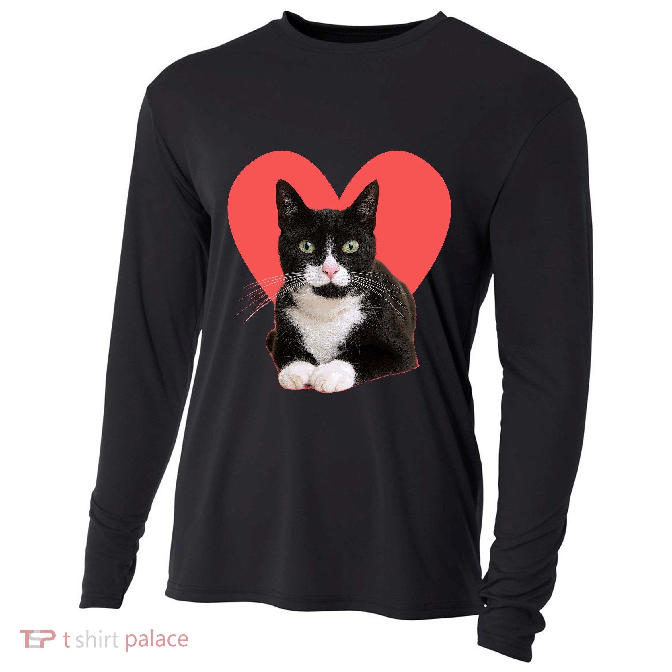 Cute Valentines Day Tuxedo Cat Lover Cooling Performance Long Sleeve Crew
