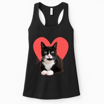 Cute Valentines Day Tuxedo Cat Lover Womens Tank Top
