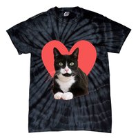 Cute Valentines Day Tuxedo Cat Lover Tie-Dye T-Shirt