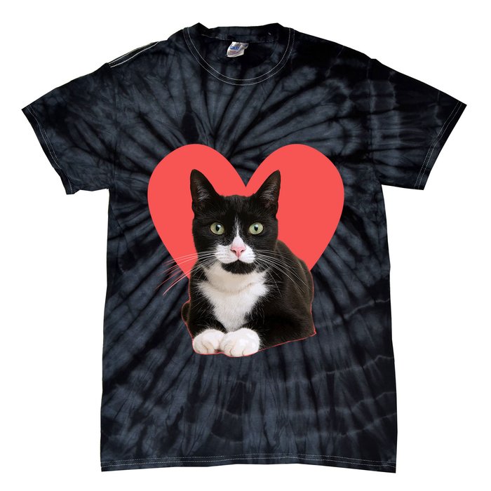 Cute Valentines Day Tuxedo Cat Lover Tie-Dye T-Shirt