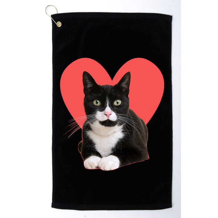 Cute Valentines Day Tuxedo Cat Lover Golf Towel