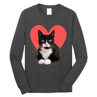 Cute Valentines Day Tuxedo Cat Lover Long Sleeve Shirt