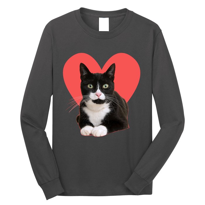 Cute Valentines Day Tuxedo Cat Lover Long Sleeve Shirt
