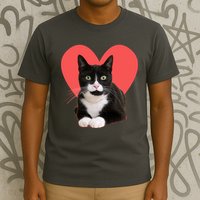 Cute Valentines Day Tuxedo Cat Lover T-Shirt