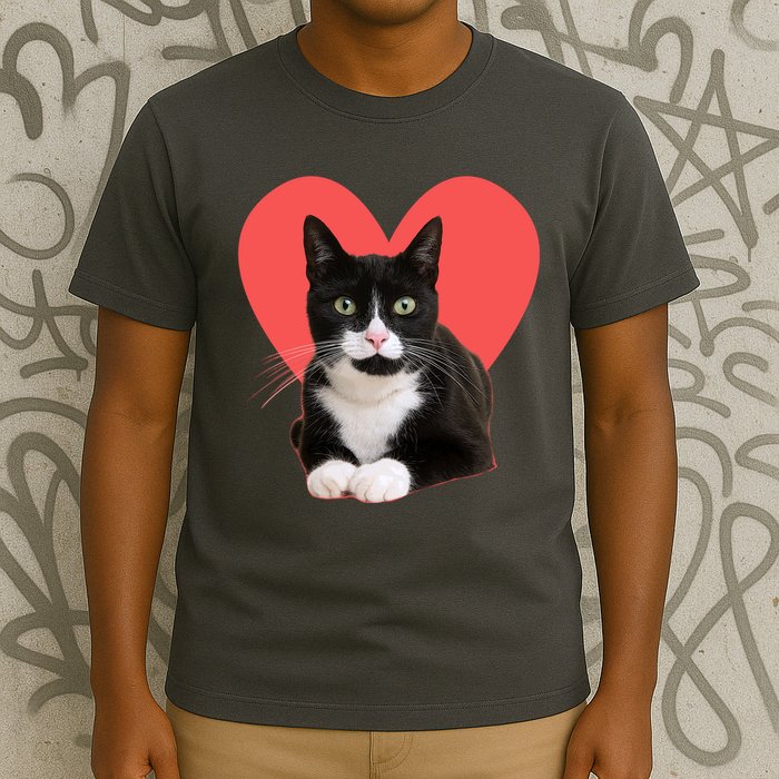 Cute Valentines Day Tuxedo Cat Lover T-Shirt