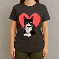 Cute Valentines Day Tuxedo Cat Lover T-Shirt