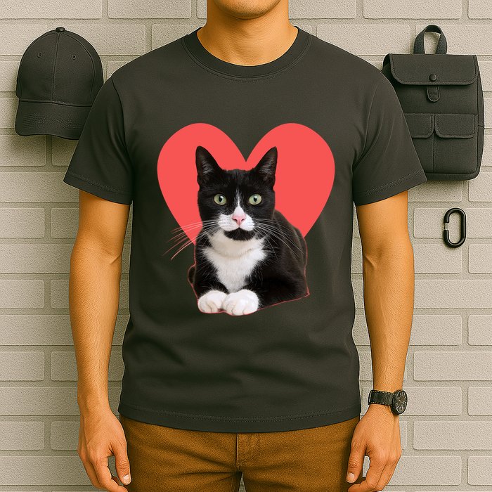 Cute Valentines Day Tuxedo Cat Lover T-Shirt