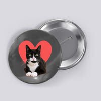 Cute Valentines Day Tuxedo Cat Lover Button