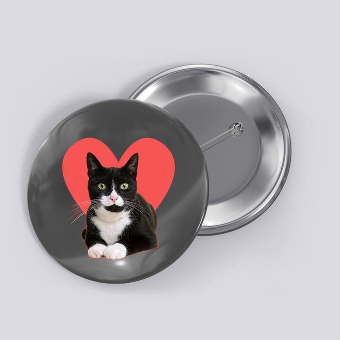 Cute Valentines Day Tuxedo Cat Lover Button