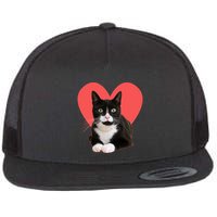 Cute Valentines Day Tuxedo Cat Lover Flatbill Hat