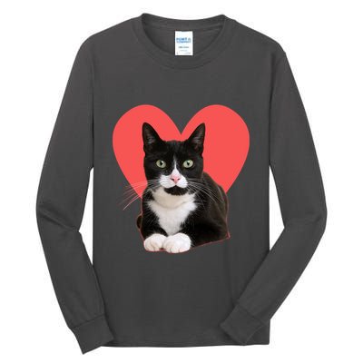 Cute Valentines Day Tuxedo Cat Lover Tall Long Sleeve T-Shirt