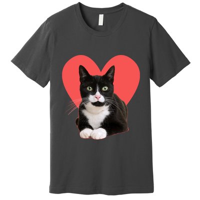 Cute Valentines Day Tuxedo Cat Lover Premium T-Shirt