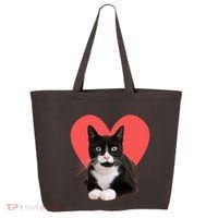 Cute Valentines Day Tuxedo Cat Lover 25L Jumbo Tote