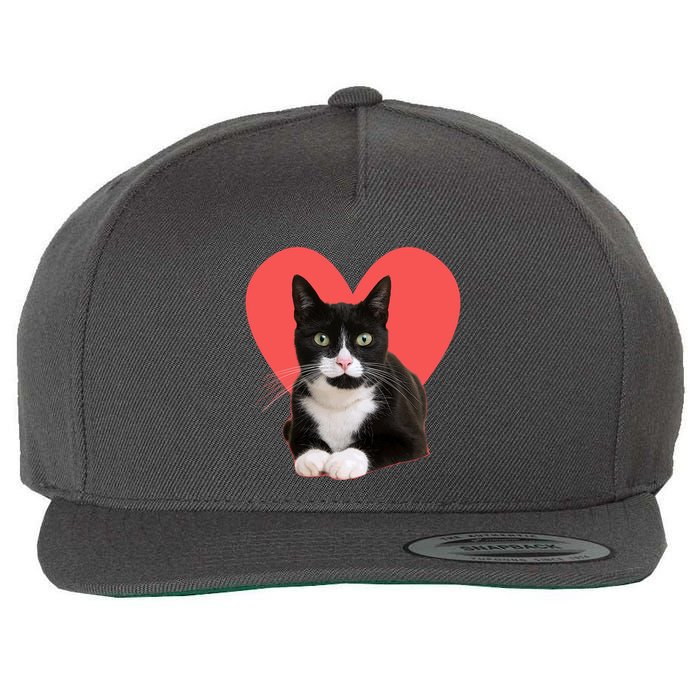 Cute Valentines Day Tuxedo Cat Lover Wool Snapback Cap
