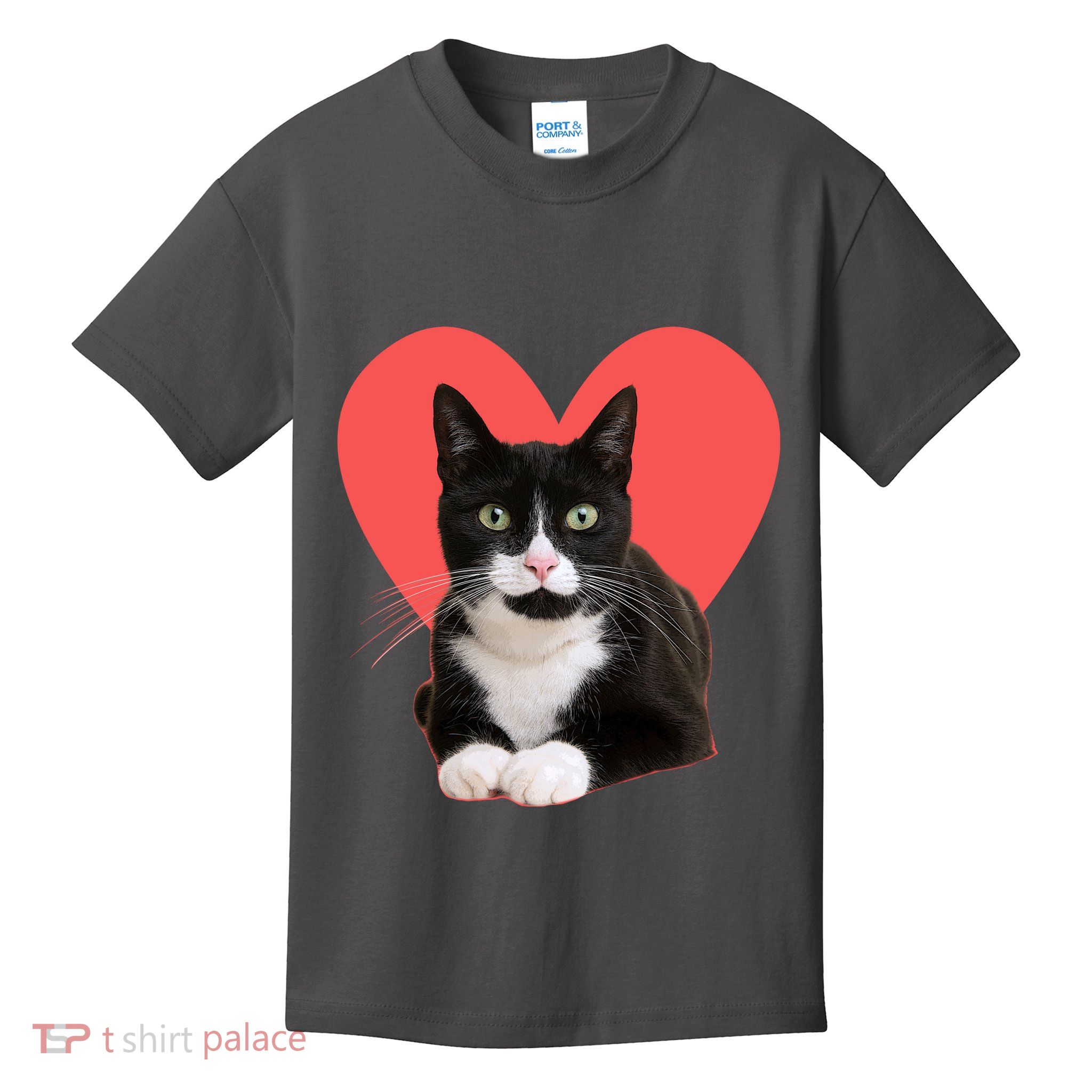 Cute Valentines Day Tuxedo Cat Lover Kids T-Shirt