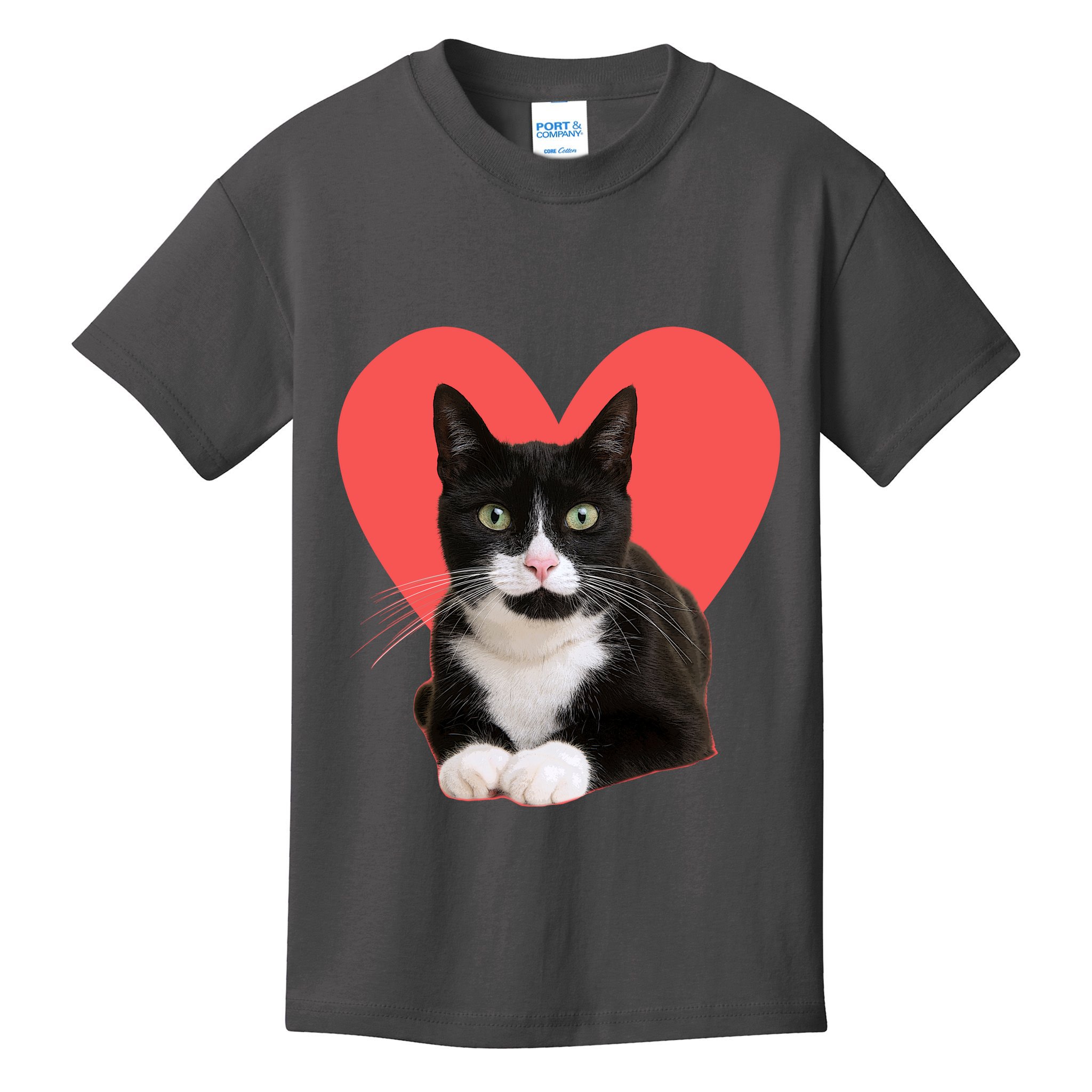 Cute Valentines Day Tuxedo Cat Lover Kids T-Shirt