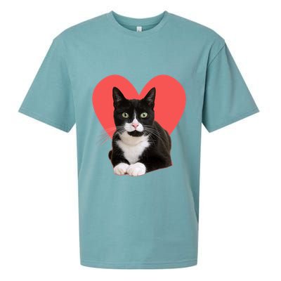 Cute Valentines Day Tuxedo Cat Lover Sueded Cloud Jersey T-Shirt