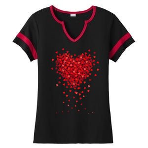 Cute Valentines Day Messy Heart Shapes Ladies Halftime Notch Neck Tee