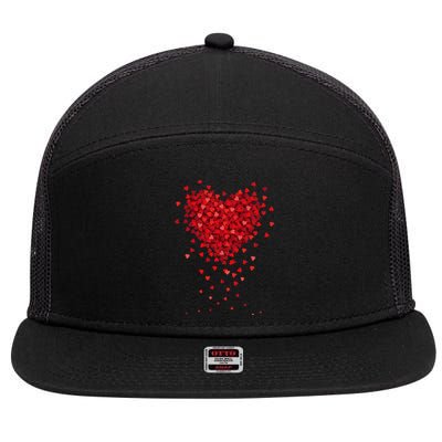 Cute Valentines Day Messy Heart Shapes 7 Panel Mesh Trucker Snapback Hat