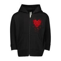 Cute Valentines Day Messy Heart Shapes Toddler Zip Fleece Hoodie