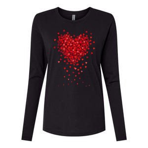 Cute Valentines Day Messy Heart Shapes Womens Cotton Relaxed Long Sleeve T-Shirt