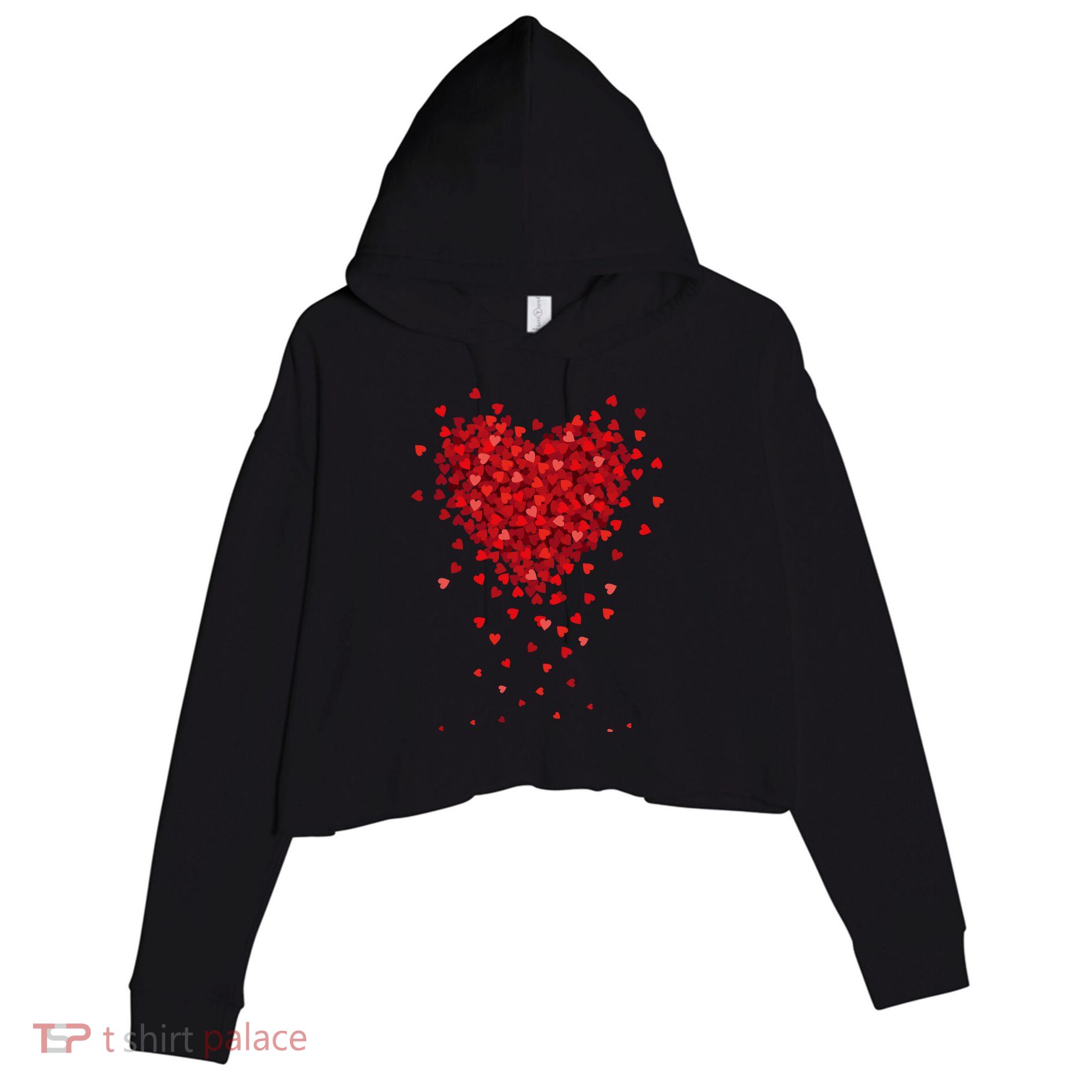 Cute Valentines Day Messy Heart Shapes Crop Fleece Hoodie