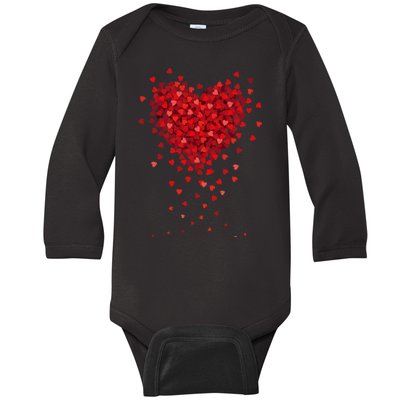 Cute Valentines Day Messy Heart Shapes Baby Long Sleeve Bodysuit