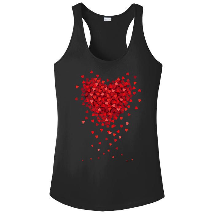 Cute Valentines Day Messy Heart Shapes Ladies PosiCharge Competitor Racerback Tank