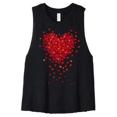 Cute Valentines Day Messy Heart Shapes Women's Racerback Cropped Tank