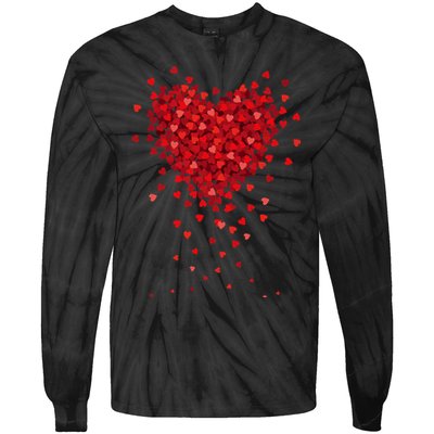 Cute Valentines Day Messy Heart Shapes Tie-Dye Long Sleeve Shirt
