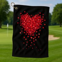 Cute Valentines Day Messy Heart Shapes Golf Towel