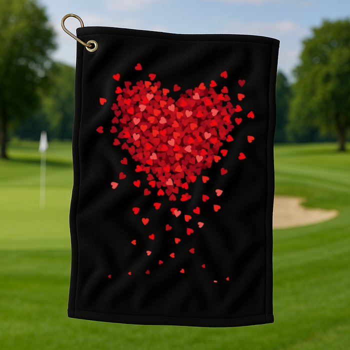 Cute Valentines Day Messy Heart Shapes Golf Towel