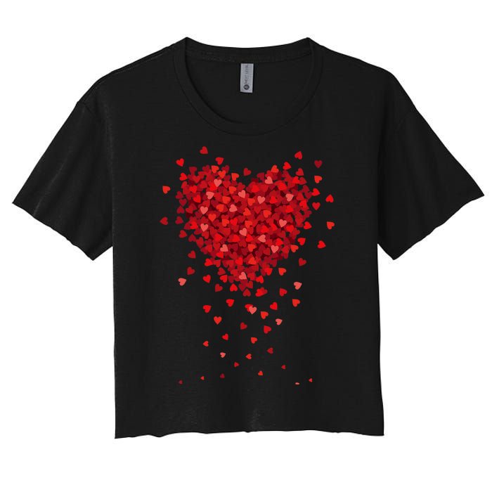 Cute Valentines Day Messy Heart Shapes Women's Crop Top Tee